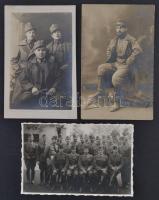 cca 1910-1940 Magyar katonák csoportképei, 3 db fotó, 8,5x13,5 cm