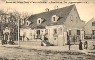 Graz, Juliana Nowy's Einkehr-Gasthof zur "Locomotive"; Eggenbergerstrasse 10.  / restaurant and guest house