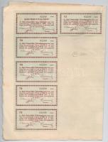 Kiskőrös 1930. "Az Első Dunavidéki Takarékpénztár" részvénye 50P értékben, szelvényekkel, ...