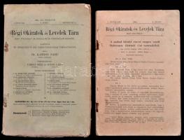 1905 A Régi Okiratok és Levelek Tára I. évfolyamának 1. és 3. füzete, egyik borítója hiányzik