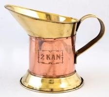 Borbély réz tál és kancsó, m:21 cm, 29×24 cm