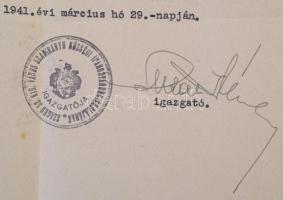 1941 Bozó Gyula képeslap tervező részére Szegeden kiállított működési bizonyítvány