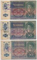 1914. 50K + 1915. 10K (6x) mindegyik felülbélyegzéssel, közte hamisak is (with fake overprints) T:III,III-