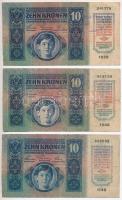 1914. 50K + 1915. 10K (6x) mindegyik felülbélyegzéssel, közte hamisak is (with fake overprints) T:II...