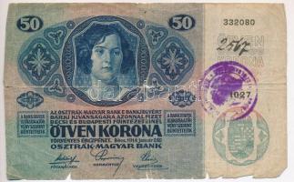 1914. 50K + 1915. 10K (6x) mindegyik felülbélyegzéssel, közte hamisak is (with fake overprints) T:II...