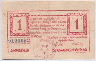 Esztergom 1919. 1K "Esztergomi Pénzintézetek Utalványa" felülbélyegzett T:III,III-