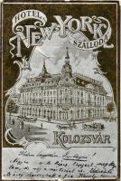 Kolozsvár, Cluj; New York szálloda / hotel, Art Nouveau metallic card  (EB)