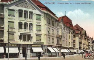 Temesvár, Timisoara; Ferenc József út, Pallas Bútorszövetkezet, üzletek / street, shops (Rb)