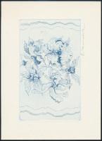 Ábrahám Rafael (1929-2014): Virágszirmok. Rézkarc, papír, jelzett, 10×17 cm