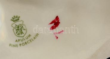 Apulum porcelán figurapár, kézzel festett, jelzett, apró lepattanással, 21x18x12 cm