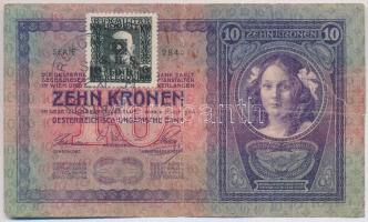 1904. 10K hamis Bosznia-Hercegovina bélyeggel és bélyegzéssel (fake stamp and overprint) T:III- ragasztott