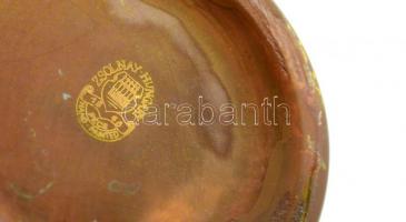 Zsolnay eozin mázas  tálka (Pécs nevezetességeivel), jelzett, hibátlan, 8×13 cm