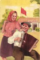 Kultúrház, Magyar szocialista propagandalap / Hungarian socialist propaganda card (fl)