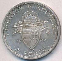 1938. 5P Ag "Szent István" T:1-,2 kis patina
Adamo P8.1