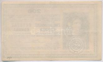 1918. 200K "A 2015" sima hátlappal, hátlapján "SZEGEDI BANKEGYESÜLET RÉSZVÉNY TÁRSASÁ...