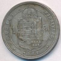 1881KB 1Ft Ag "Ferenc József / Középcímer" T:2- patina
Adamo M15