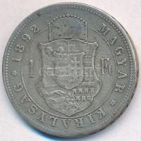 1892KB 1Ft Ag "Ferenc József / Fiume címer" T:2- 
Adamo M15
