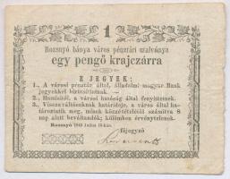 Rozsnyó 1849. 1kr Rozsnyó bánya város pénztári utalványa Július hibásan JUIIUS T:III