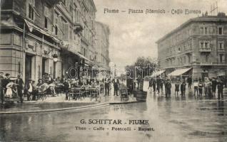 Fiume, Piazza Adamich, Caffe Europa / square, cafe, G. Schittars advertisement (r)