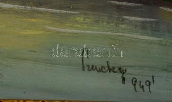 Szendrey jelzéssel: Patak mentén. Tempera, farost, üvegezett keretben, 24x33 cm