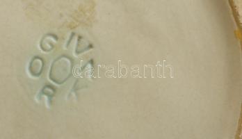 Iparművészi Vállalatos Gorka füles tálka, mázas kerámia, jelzett, hibátlan,  16×11 cm