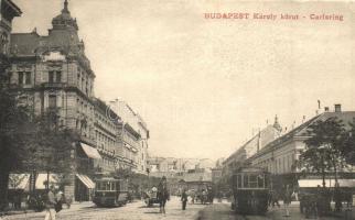 Budapest V. Károly körút, Schwartz Simon üzlete, villamosok (kis szakadás / small tear)