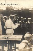 1917 június 3-án őfelsége IV. Károly kitünteti az SMS Novara hadihajón az otrantói győztes ütközet alkalmából a tisztikart / K.u.K. Kriegsmarine, SMS Novara, Charles IV honors the Naval officers of the Otranto battle, photo