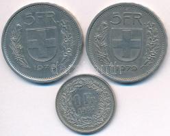 Svájc 1976. 5Fr + 1979. 5Fr + 1985. 1Fr T:2,2- Switzerland 1976. 5 Francs + 1979. 5 Francs + 1985. 1 Franc C:XF,VF