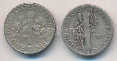 Amerikai Egyesült Államok 1945. 1D Ag "Mercury" + 1962D 1D Ag "Roosevelt" T:2,2-...