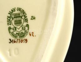 Zsolnay szívecske, kézzel festett, jelzett, hibátlan, 11×8 cm