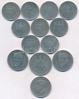 NSZK 1950-1994. 1M Cu-Ni (9x) + 1971J 2M Cu-Ni "Theodor Heuss" + 1985-1990. 2M Cu-Ni  &quo...