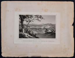 cca 1880 Ludwig Rohbock (1820-1883): Trencsén a vágvölgye mellett, acélmetszet, papír, 10x16 cm./ cc...