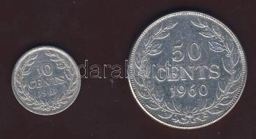 Libéria 1960-1961. 10c Ag + 50c Ag T:2