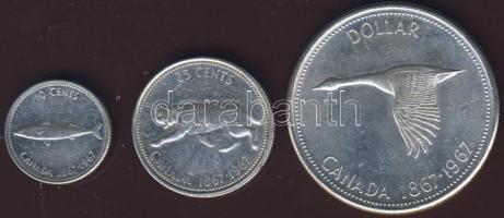Kanada 1967. 10c Ag + 25c Ag + 1$ Ag "Centennial" T:2+