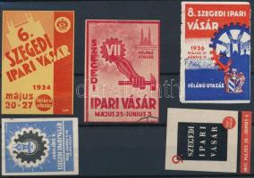 1934-1938 Szegedi ipari városok 5 klf reklámmatrica