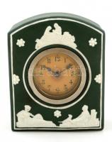Biszkvit porcelán asztali óra plasztikus díszítéssel, működik, jelzés nélkül, m:12 cm