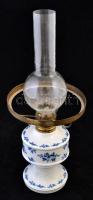 Wallendorf porcelán petróleum lámpa, burával, jelzett, matricás, hibátlan, m:46 cm
