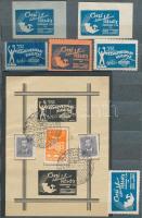 1937 Őszi lakberendezési vásár fogazott és vágott levélzárók, első napi bélyegzés és 3 db kisív