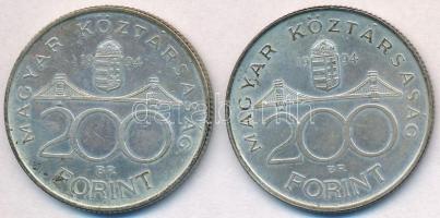 1994. 200Ft Ag "Deák" (2x) T:2 patina