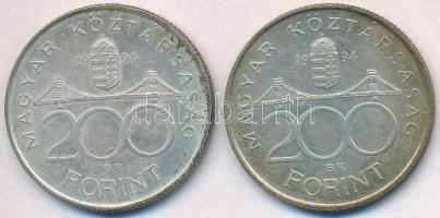 1994. 200Ft Ag "Deák" (2x) T:2 patina