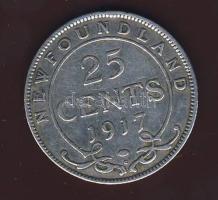 Új-Fundland 1917. 25c Ag T:3