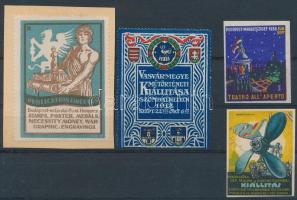 1912-1938 Szombathely Vas vm. műtörténeti kiállítás 4 klf levélzáró