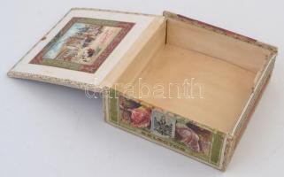 cca 1900 k.u.k. Tabak Regie Selectos faragott, litho címkés fadoboz szivaroknak / Tobacco, cigar woo...