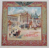 cca 1900 k.u.k. Tabak Regie Selectos faragott, litho címkés fadoboz szivaroknak / Tobacco, cigar woo...