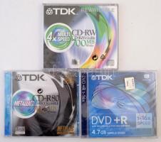3 db, üres bontatlan újraírható CD lemez műanyag tartóban