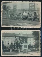 cca 1930-1931 Komárom, a Huszár-laktanya, 2 db fotó, hátuljukon feliratozva, 6×9 cm