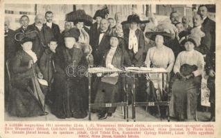 1911 Kolozsvár, Cluj; Dr. Flóris Áron kenyérkereseti rajzkiállításának megnyitó ünnepsége / opening ceremony of a drawing exhibition, group picture (r)