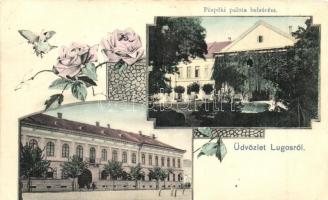 Lugos, Lugoj; Püspöki palota / bishops palace, floral, Art Nouveau (vágott / cut)