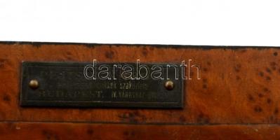 Nagyméretű fa sztereo-kép nézegető, Pejtsik Károly fotóüzlete, két modern fotóval, és egy régi üveg ...