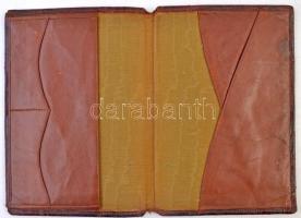 cca 1930 Ibusz, magyar címeres jelzett bőr irattárca 12x18 cm